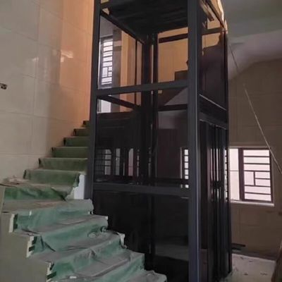 كابينة الفولاذ المقاوم للصدأ الأنيقة المصعد الهيدروليكي المنزلي المدمج مع 5 محطات و 14.5 م